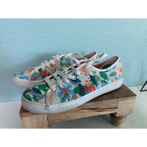keds x Rifle Paper Co Women's Blue Floral Lace Up‎ Sneakers Shoes Size 9